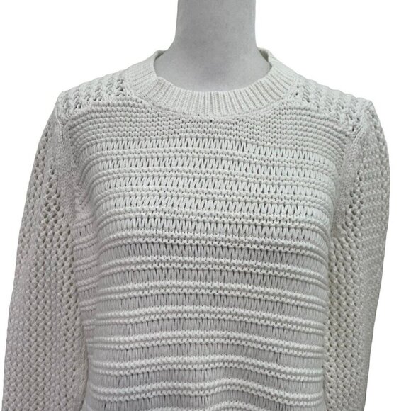 Rag & Bone Knit Cotton Jumper Crewneck Sweater Pullover White size Medium - Picture 2 of 8